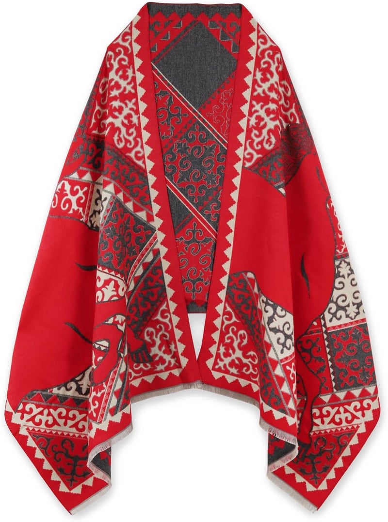 EXTREE Scarfs for Women Pashmina Silky Shawl Wrap for Evening Dressing Blanket Open Front Poncho Cape - Image 1